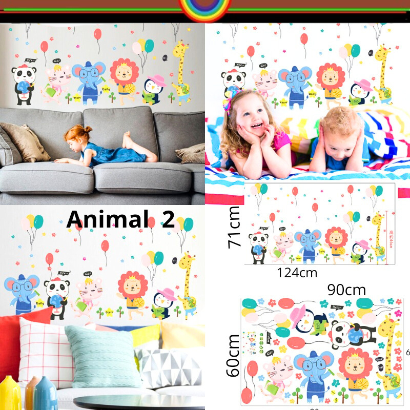 WALL STICKER WALLSTCIKER WALLSTIKER STIKER SETIKER DINDING MOTIF GAMBAR ANIMAL 2 3 LUCU DEKORASI KAM