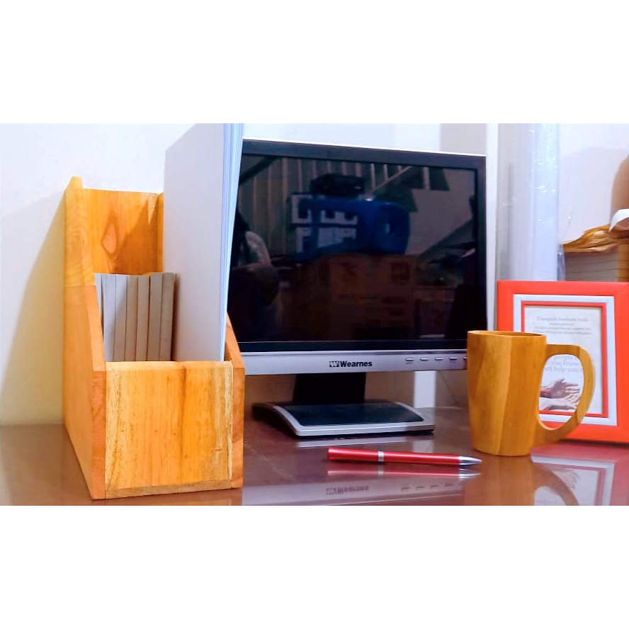 TOP Box File Kayu Mahoni Elegan Rak Tempat Kertas Kotak Dokumen Arsip