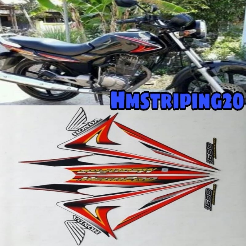 STRIPING STIKER LIS BODY HONDA MEGAPRO PRIMUS TAHUN 2006 2007 HITAM