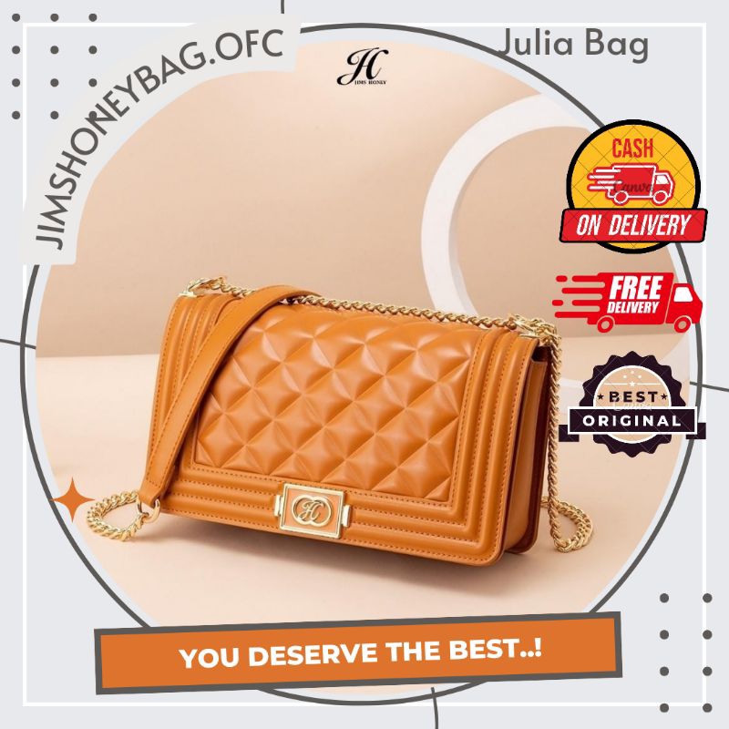 TAS SELEMPANG WANITA CEWEK PESTA KONDANGAN MEWAH IMPORT MURAH JULIA BAG JIMS HONEY FREE BOX