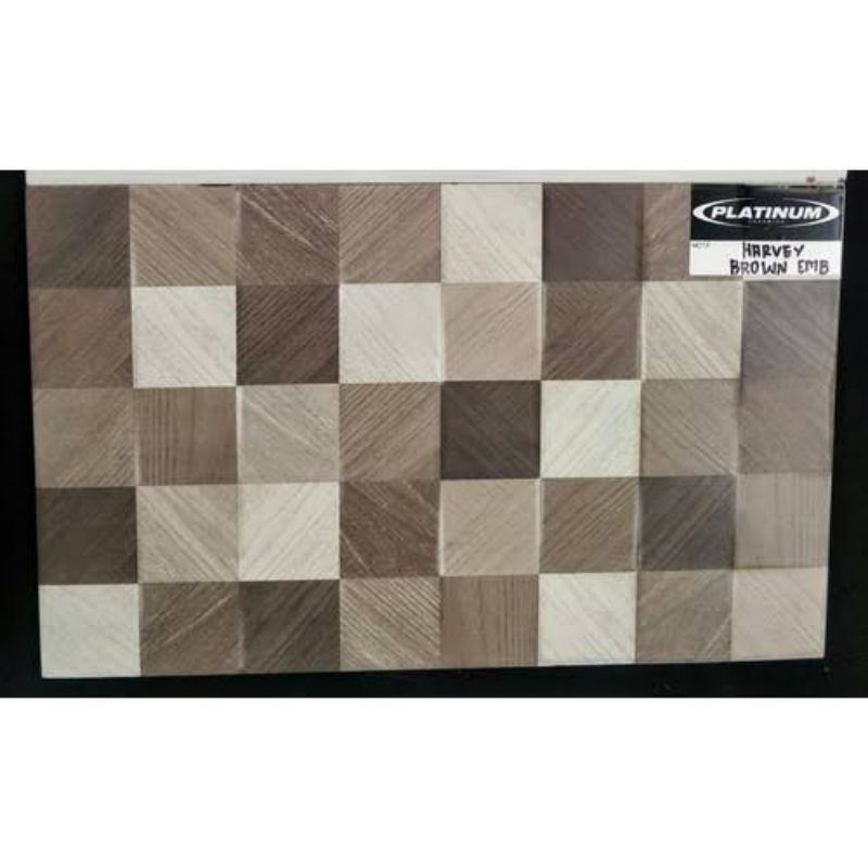 25X40 PLATINUM KW B KERAMIK LANTAI DINDING KAMAR MANDI MATT DOFF TIMBUL HARVEY BROWN EMBOSSED BEIGE 