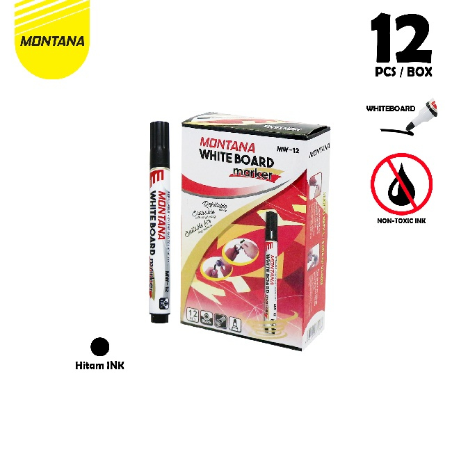 

1 Pak Spidol / 2 Refil Tinta / 2 Penghapus Spidol Whiteboard MONTANA MW-12