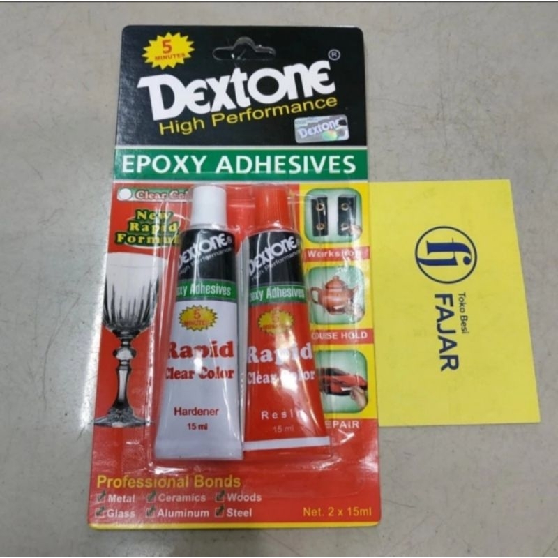 

Lem Dextone Epoxy Rapid 2 komponen resin hardener Clear Transparant