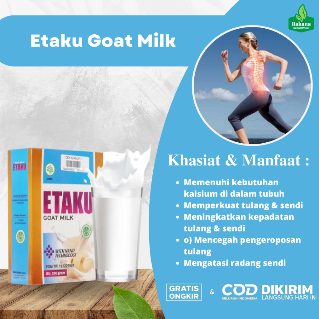 

Susu Kesehatan Tulang Sendi - Susu Kalsium - Tulang Keropos Susu Kambing Etawa Etaku 100% Original