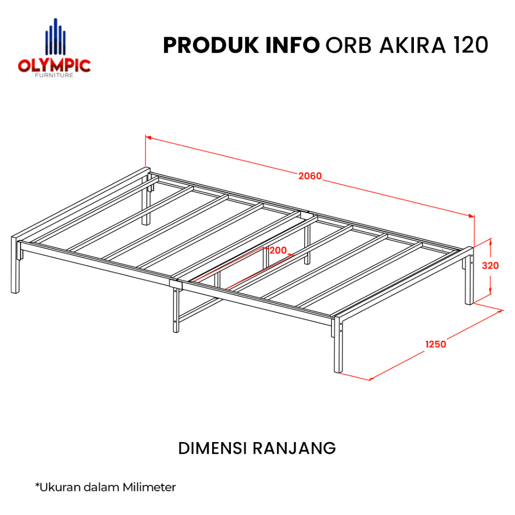 Olympic Paket Divan dan Kasur / Set Tempat Tidur / Kasur Busa + Divan Besi / ORB AKIRA + ROLL FOAM