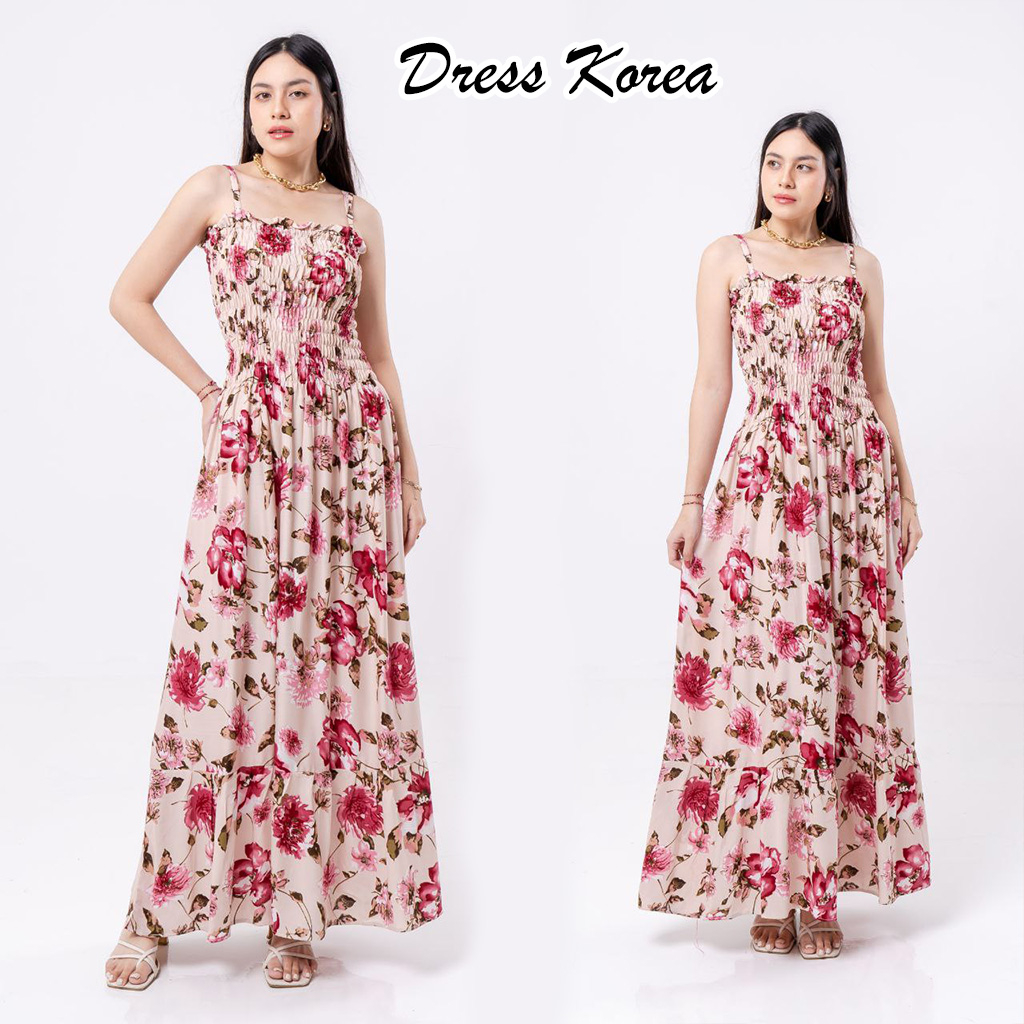 Dress Korea Panjang Motif