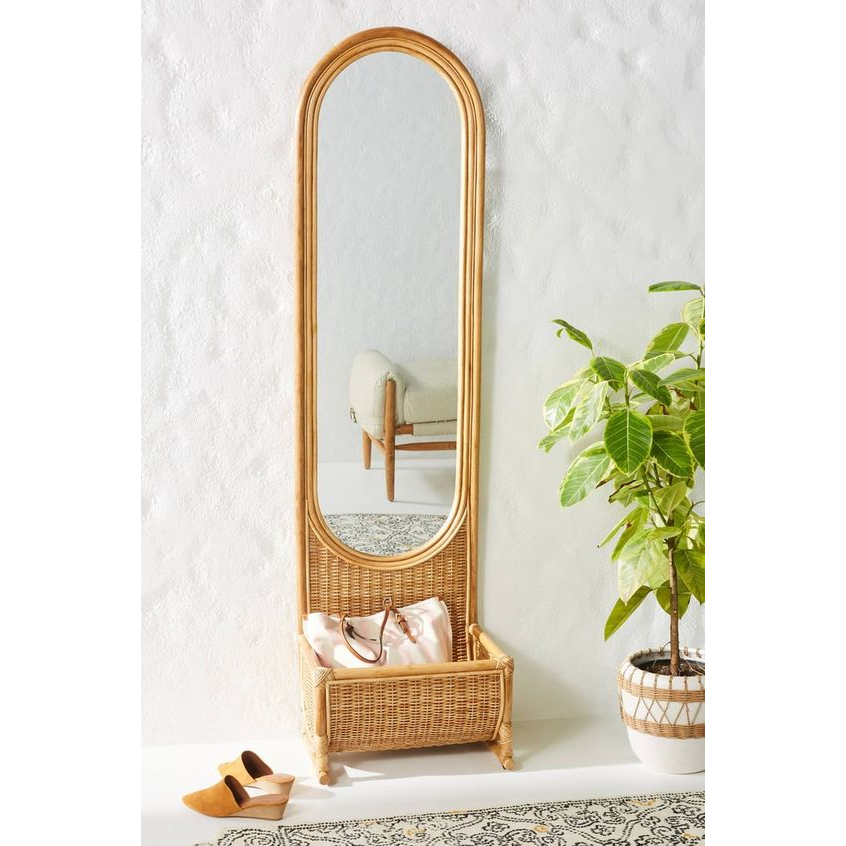 [ Cermin Rotan Berdiri ] Cermin Kaca Rotan Berdiri / Cermin Rotan Berdiri / Standing Rattan Mirror