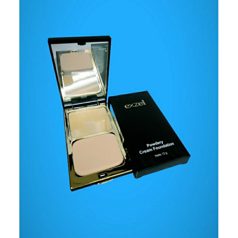 Exzell powdery cream foundation/foundation cream/ foundation padat,alas bedak padat cream.