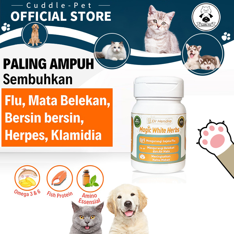 Vitamin Kucing Magic White Herbs Sembuhkan Flu Bersin bersin Herpes Klamidia Pilek Mata Belekan