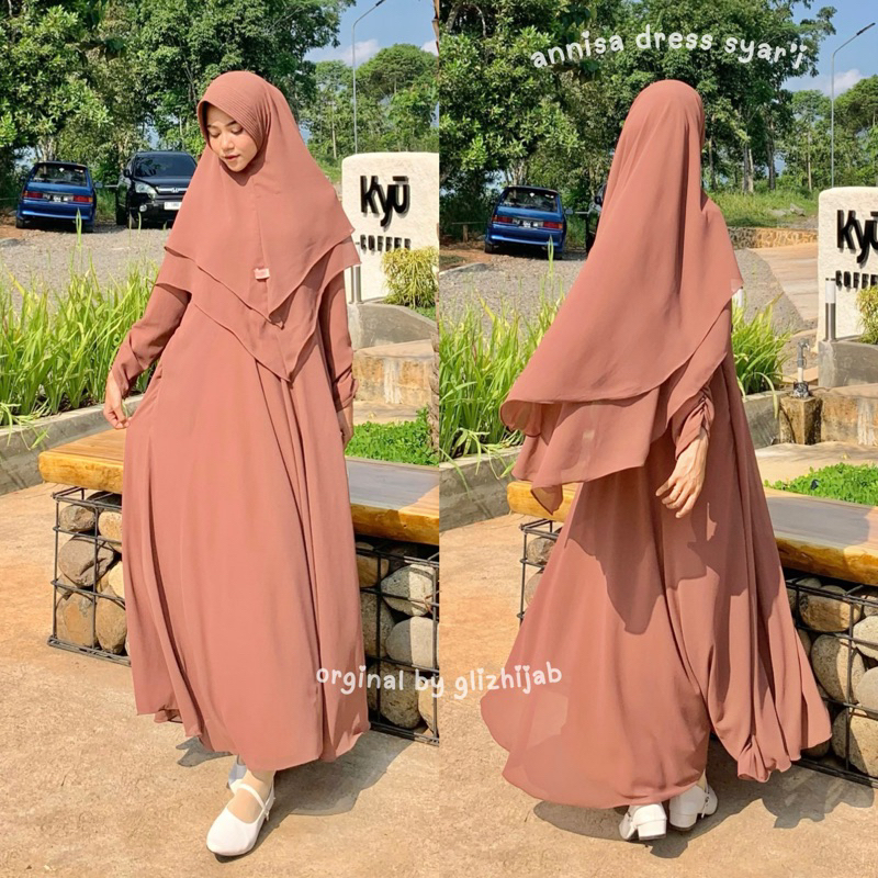 GlizHijab - Annisa Dress 1Set Wanita Gamis Umroh Syar’i Size XS - JUMBO