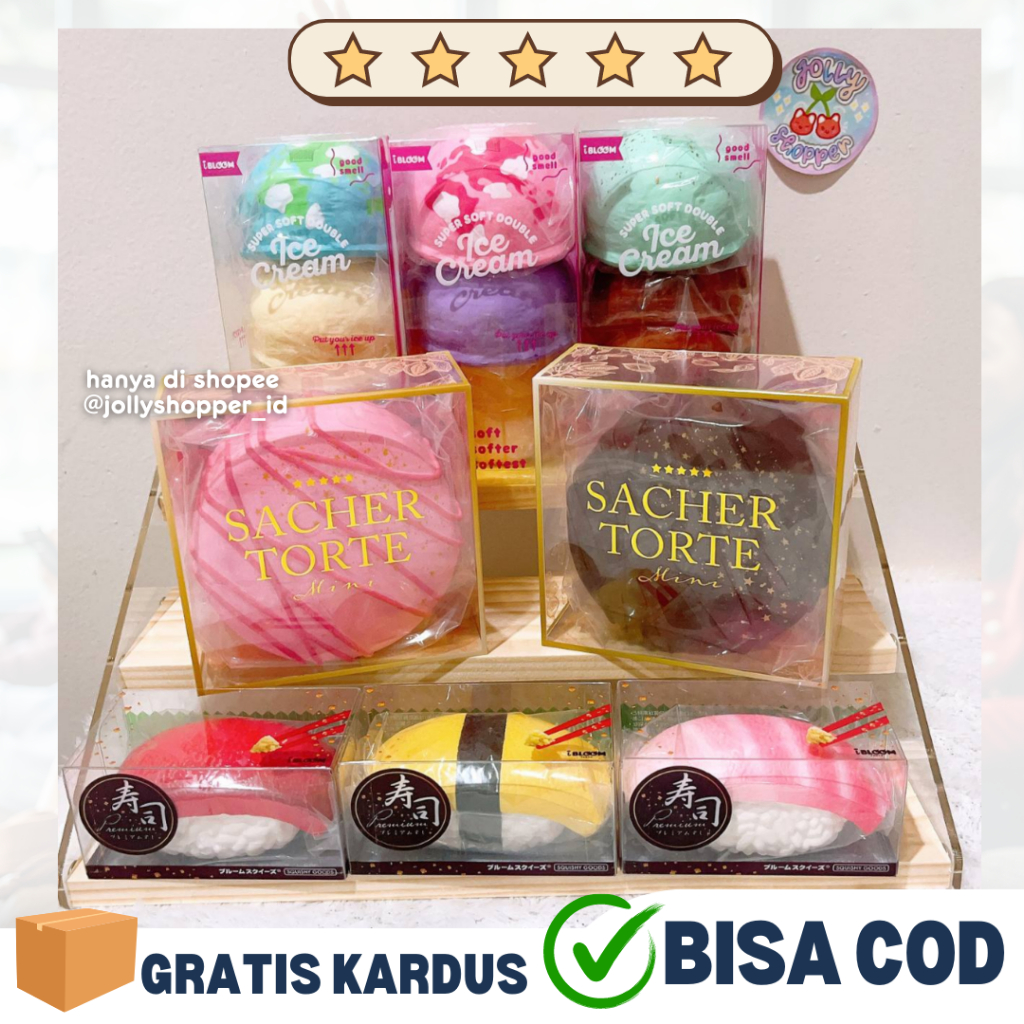 [READY STOCK] IBloom Squishy Terbaru Edisi Juli / Soft Double Ice Cream / Sushi / Sacher Torte Mini 
