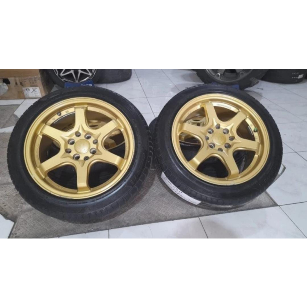 VELG BEKAS STY R16X7 BAUT 4 PCD 4X100/4X114 ET42 + BAN 195 50 R16