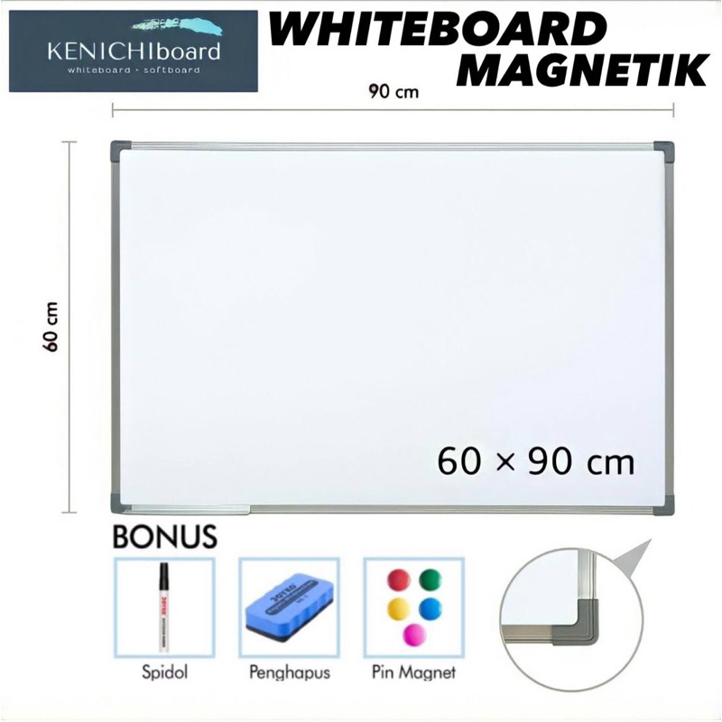 

Papan tulis whiteboard / white board Gantung Magnetik Single Face KENICHI 60 x 90