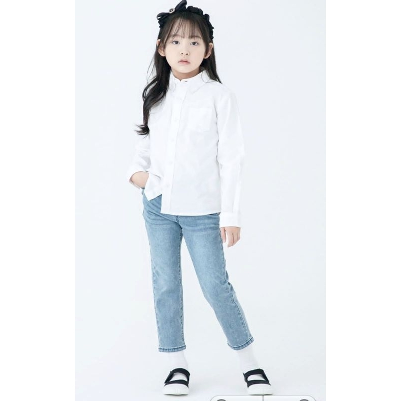 Kemeja Putih Polos Anak Perempuan Lengan Panjang