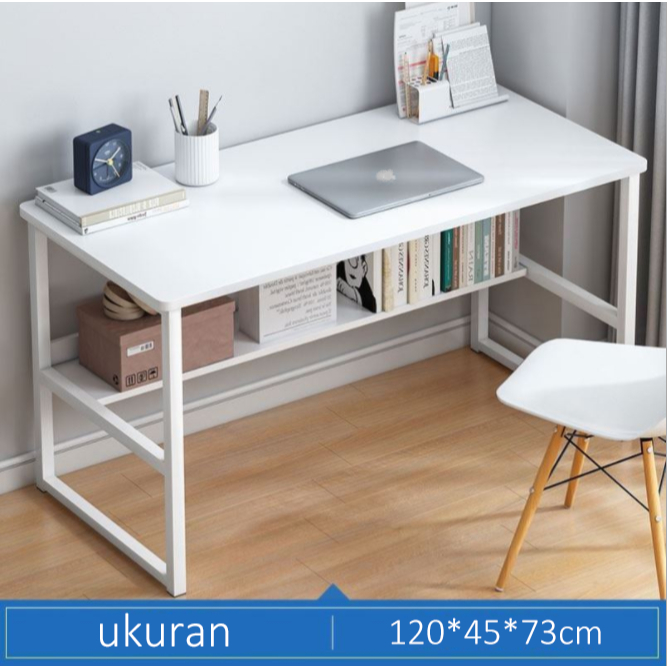 SAKULA Meja Belajar 120cm Meja kantor Meja komputer Meja Kamar Tidur Sederhana Dengan Rak Buku Table Computer Table Meja rias Meja Kerja-A150-120CM👍👍
