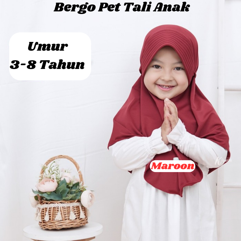 HIJAB INSTAN ANAK BERGO JERSEY PET TALI/JILBAB INSTAN ANAK BERGO JERSEY PET TALI/KERUDUNG BERGO JERS