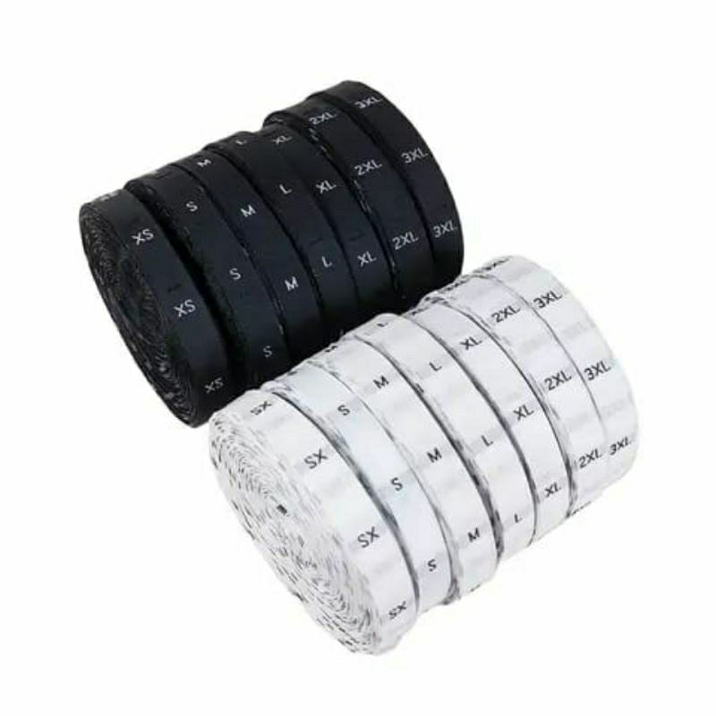 

Label Size Baju Bordir Isi 50 Lusin (600 pcs ) Woven Hitam Dan putih