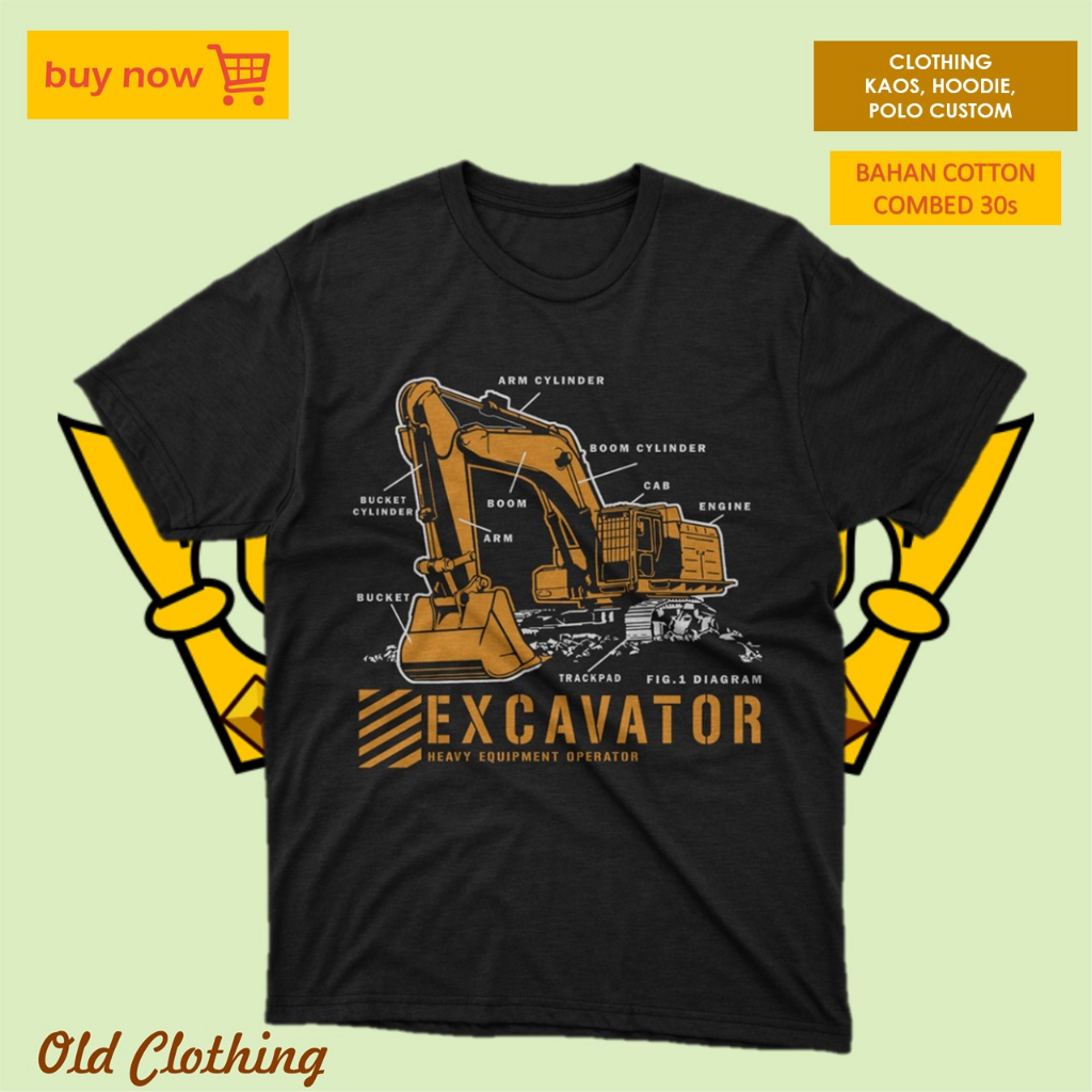 KAOS DISTRO PRIA OPERATOR EXCAVATOR KOMATSU CATERPILLAR BIG SIZE JUMBO 2XL 3XL 4XL 5XL