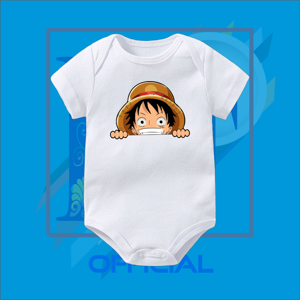 BAJU BAYI JUMPER BABY ONE PIECE LUFFY | BAJU BAYI ANIME LUFFY CHIBI bodysuit jumpsuit jumper pendek 