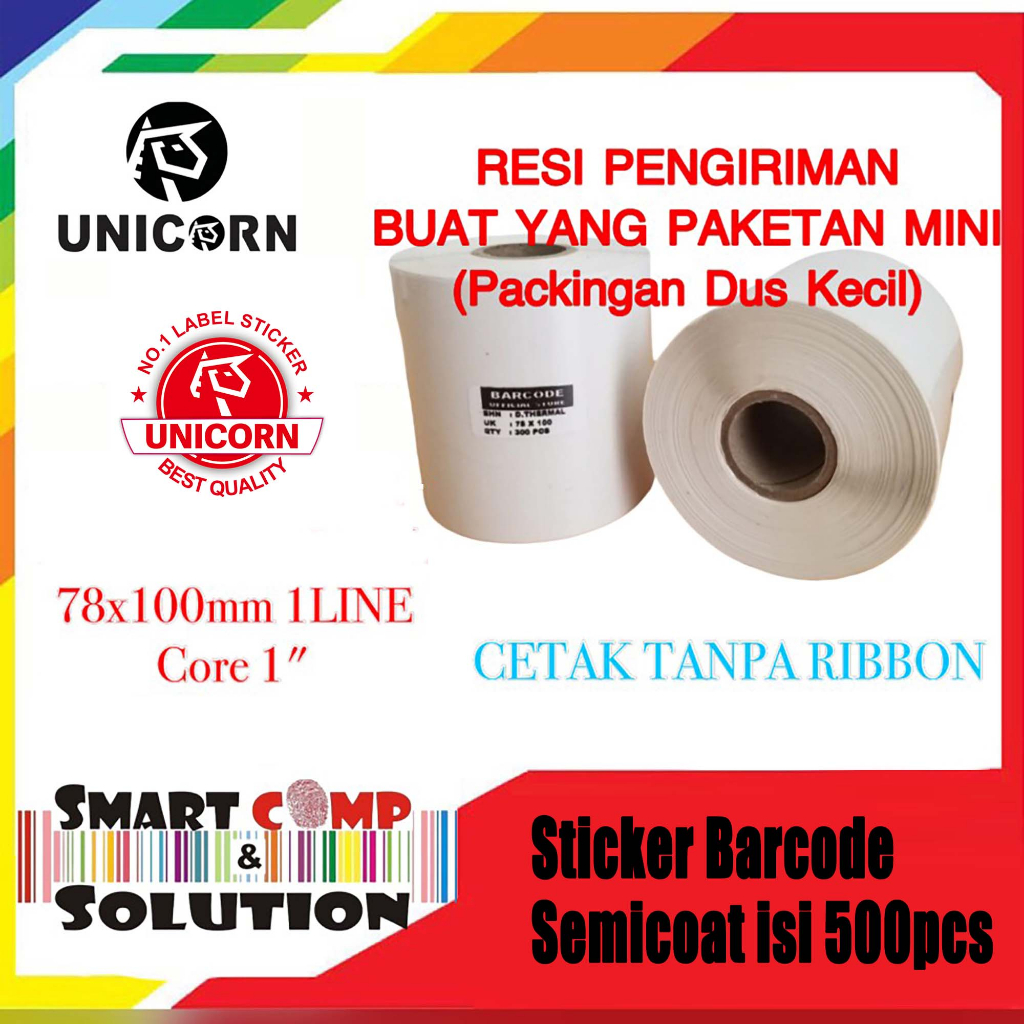 

Stiker Label Barcode Semicoated 78x100 mm / 78x100mm Isi 500pcs 1L Core 1 Inch