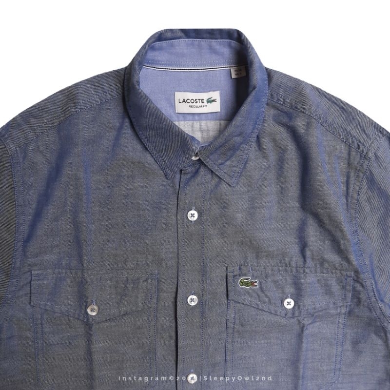 Kemeja Lacoste Blue Denim Long Shirt Authentic