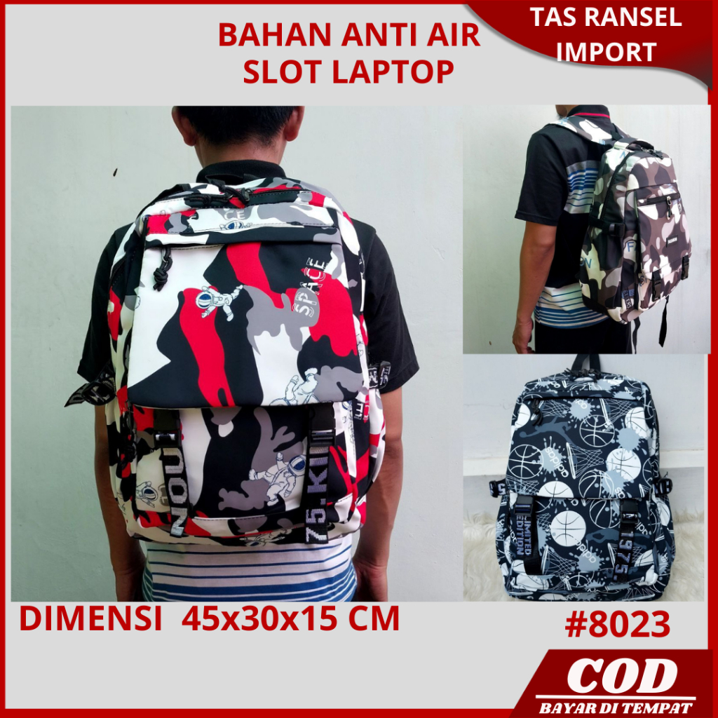 Tas Sekolah Anak Laki Laki Pria Cowok Sd Smp Sma Kuliah Kerja Motif Loreng Import Murah Bahan Waterp