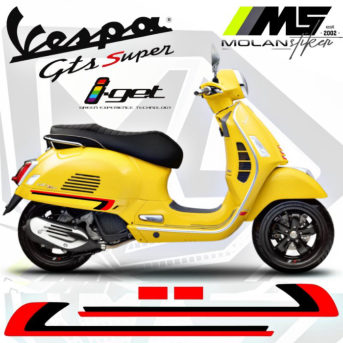 Cutting Sticker Striping Variasi Vespa GTS 150 iget - GTS 150 SUPER - GTS 150 3v/2v  Free custom Des