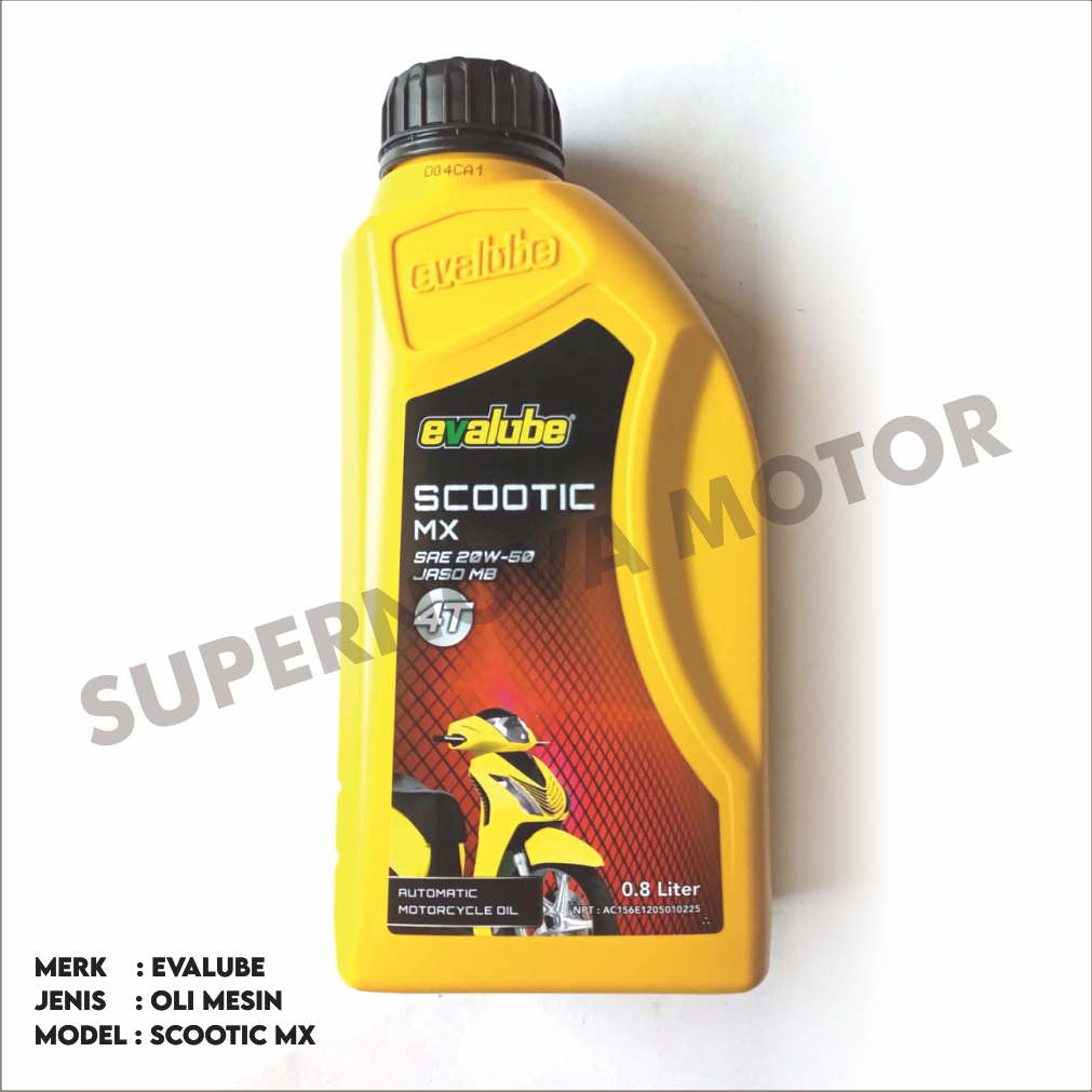 OLI MESIN EVALUBE SCOOTIX MX 4T SAE 20W-50 JASO MB KEMASAN 800ML