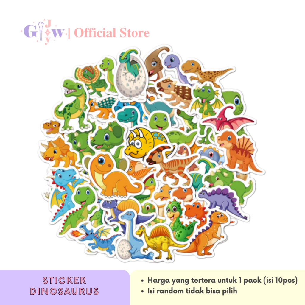 A6068 STICKER 10PCS (DINOSAURUS) anti air notebook scrapbook label tempel motif kartun superhero sup