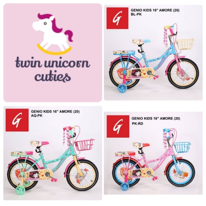 SEPEDA ANAK PEREMPUAN MINI 12/ 16/ 18 INCH GENIO AMORE MURAH ASLI ORIGINAL