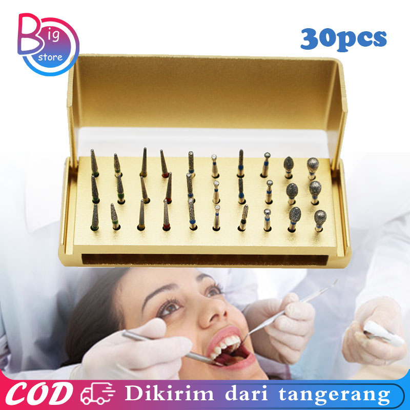 30pcs/Set Mata Bur Gigi High Speed Dental Diamond Bur Dental Bur Set Dengan Bur Holder