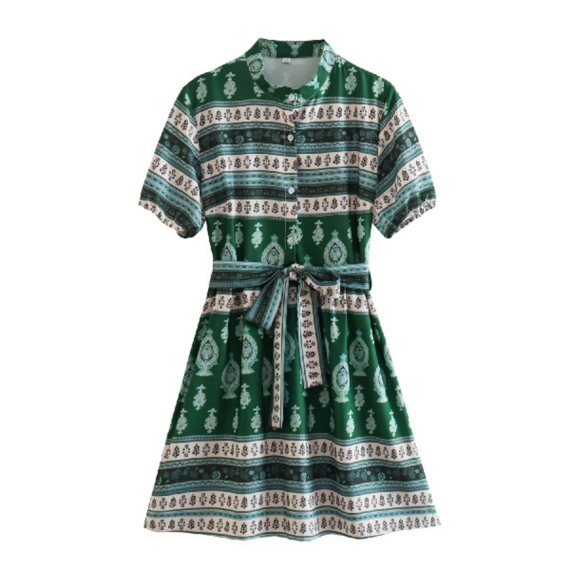Green Retro Pattern Dress  71788 (SALE)