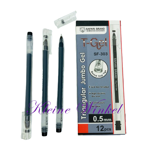 

Bolpoin Triangular Jumbo Gel Safari Brand Hitam 0.5mm isi 12 pcs