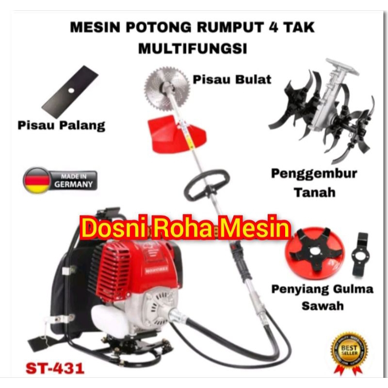 MESIN POTONG RUMPUT 4TAK PENGGEMBUR TANAH || 4 MATA PISAU