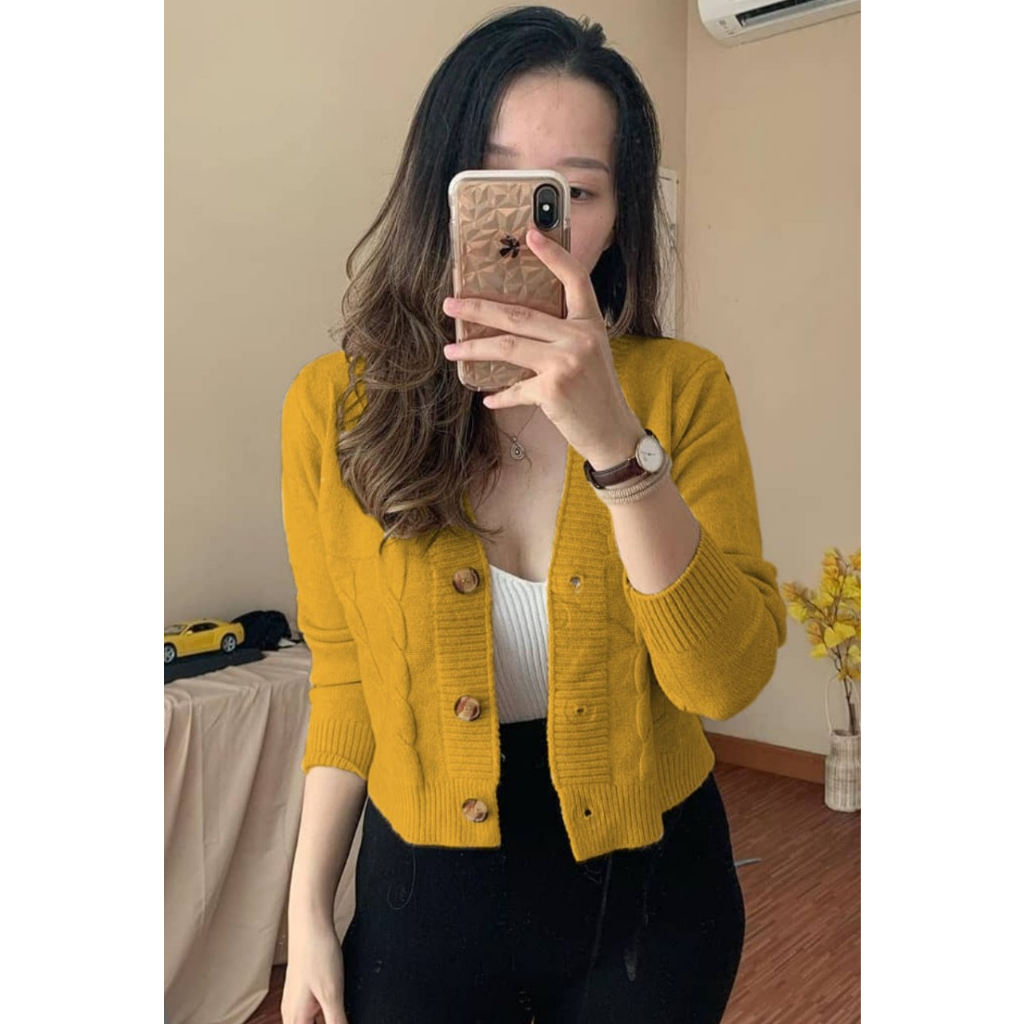 LNL - Cardigan Rajut Rosie Motif Kabel Outer Rajut Motif Kabel Bahan Rajut Lembut Nyaman di Gunakan 