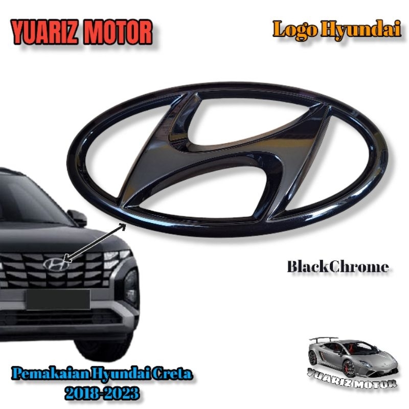 Logo Grill Depan Hyundai Creta 2018-2023 Black Chrome Original / Emblem Logo Grill Depan Hyundai Cre