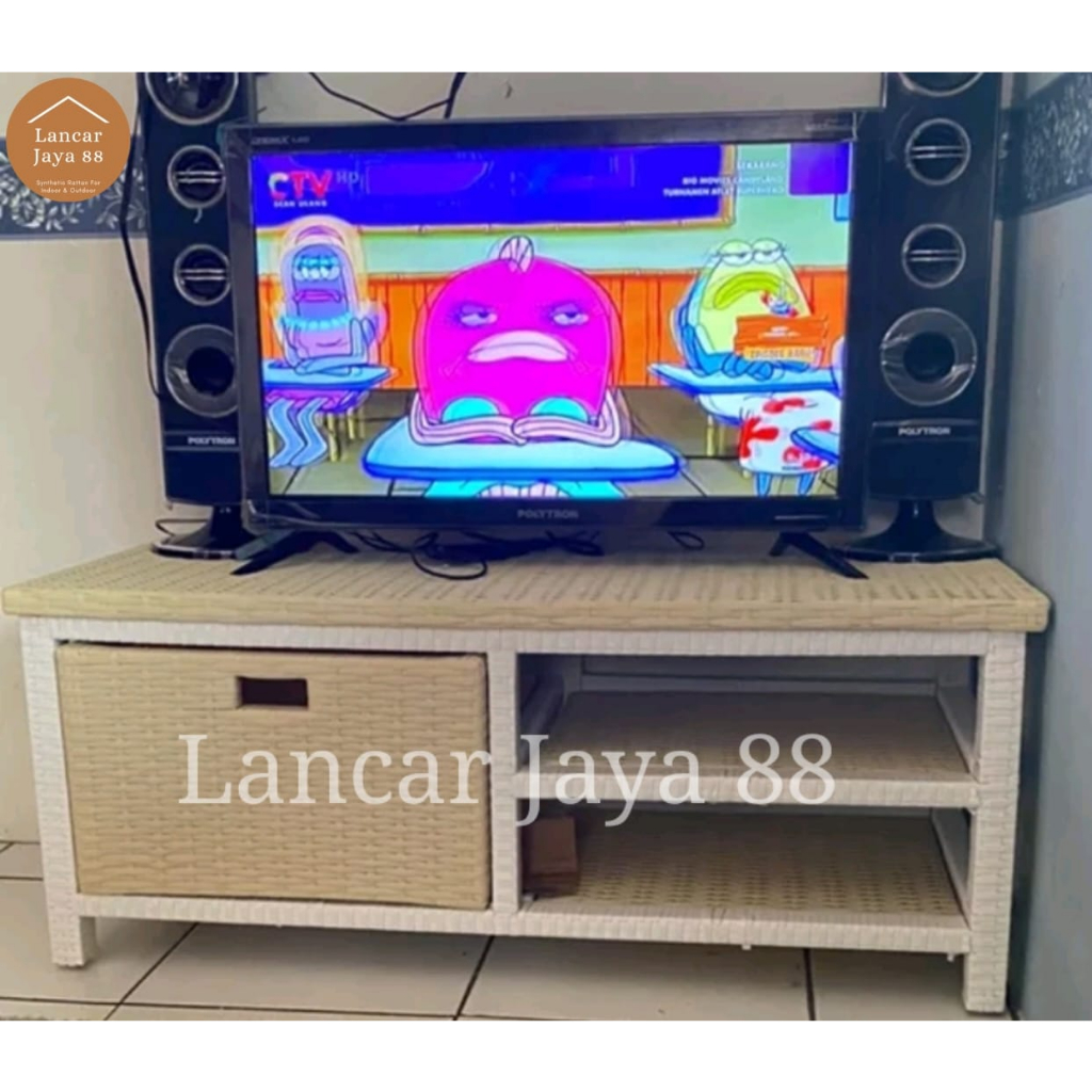 RB Lemari Tv Rotan Sintetis Minimalis
