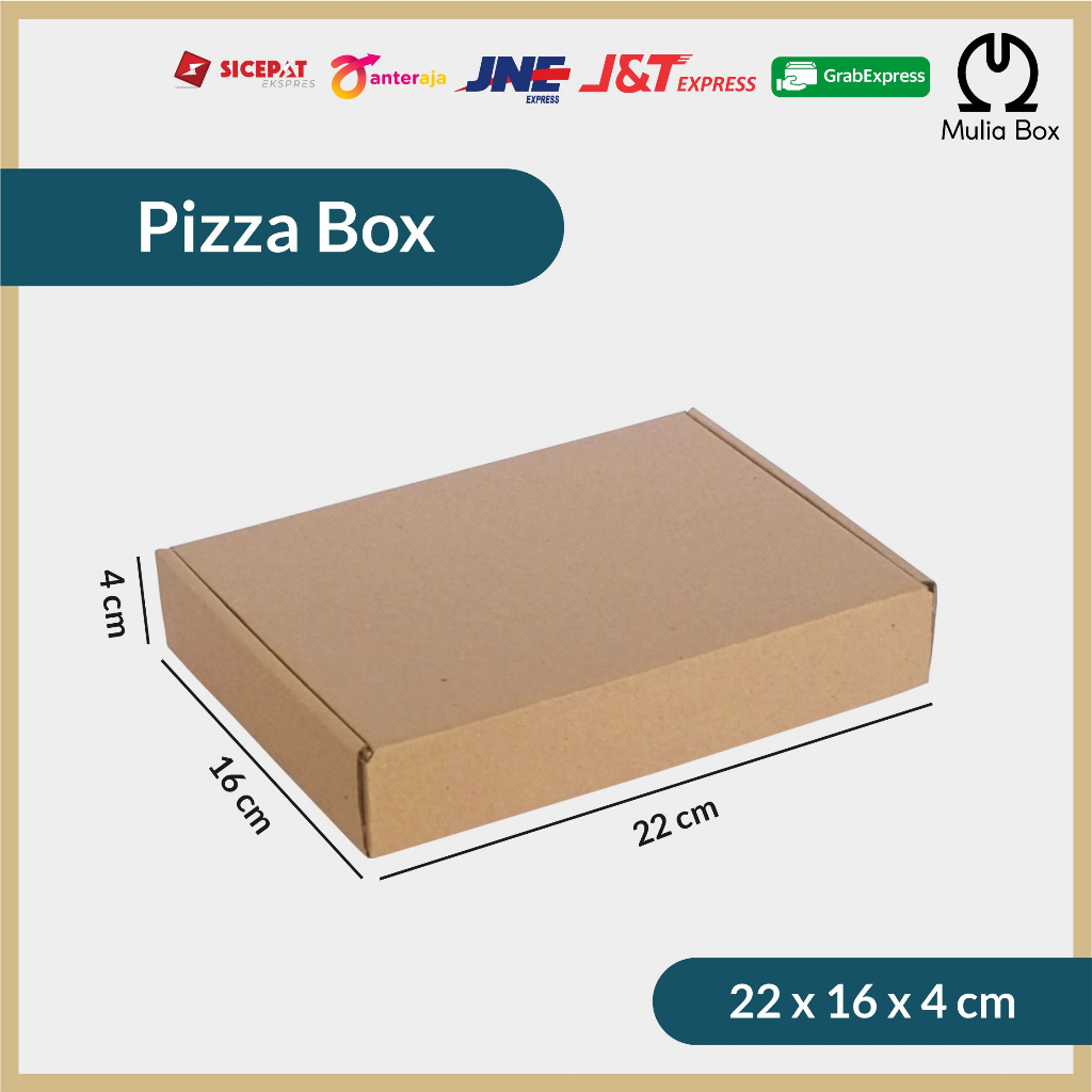 

Kardus Packing Pizza Box 22 x 16 x 4 cm Corrugated Die Cut Karton Sedang Hampers Hadiah Bingkisan