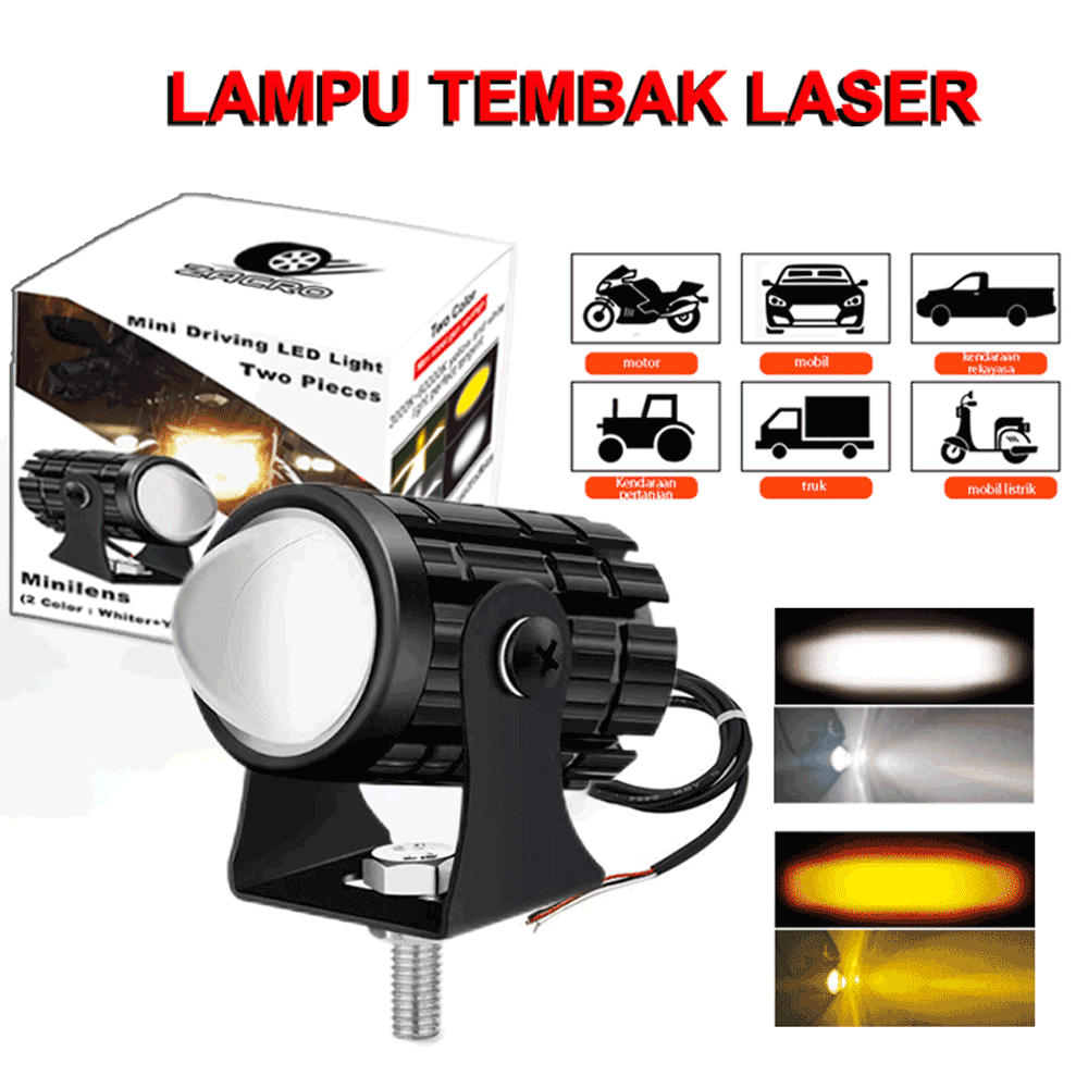 ZACRO Original 1pcs lampu tembak laser motor penggerak eksternal 2 warna High low putih kuning