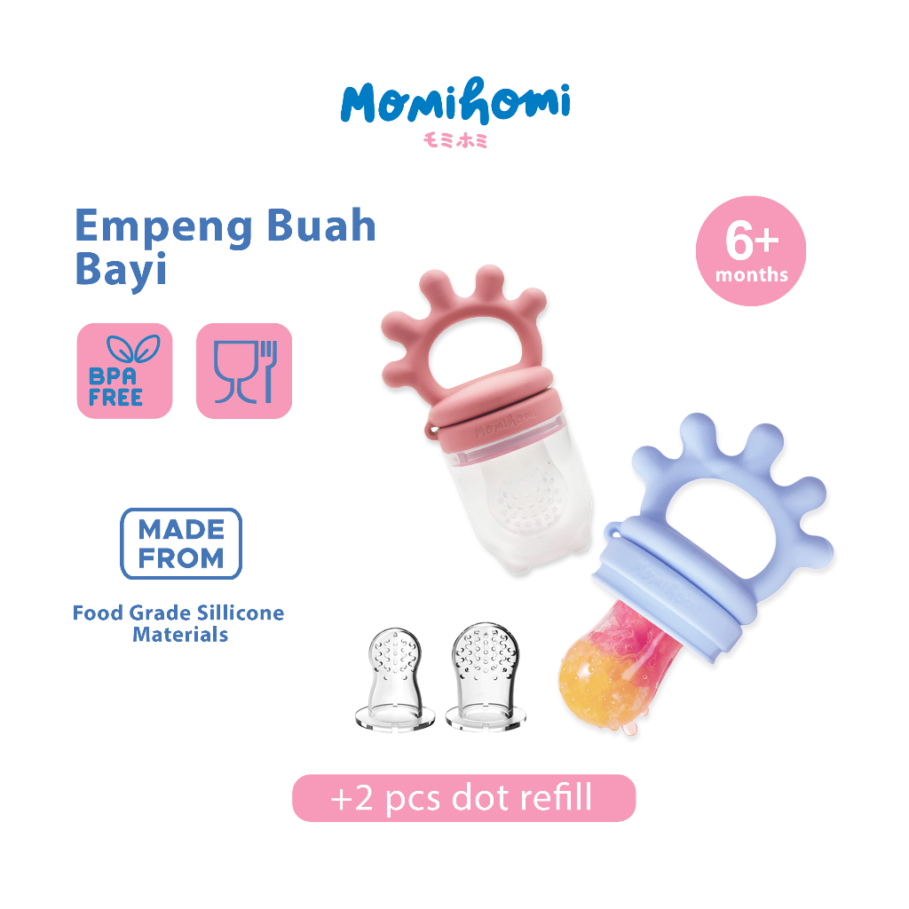 Momi Homi Teether  Dot Empeng Buah Bayi  Silicone Baby Fruit And Food Feeder Perlengkapan Untuk MPASI Bayi Sudah  BPA FREE