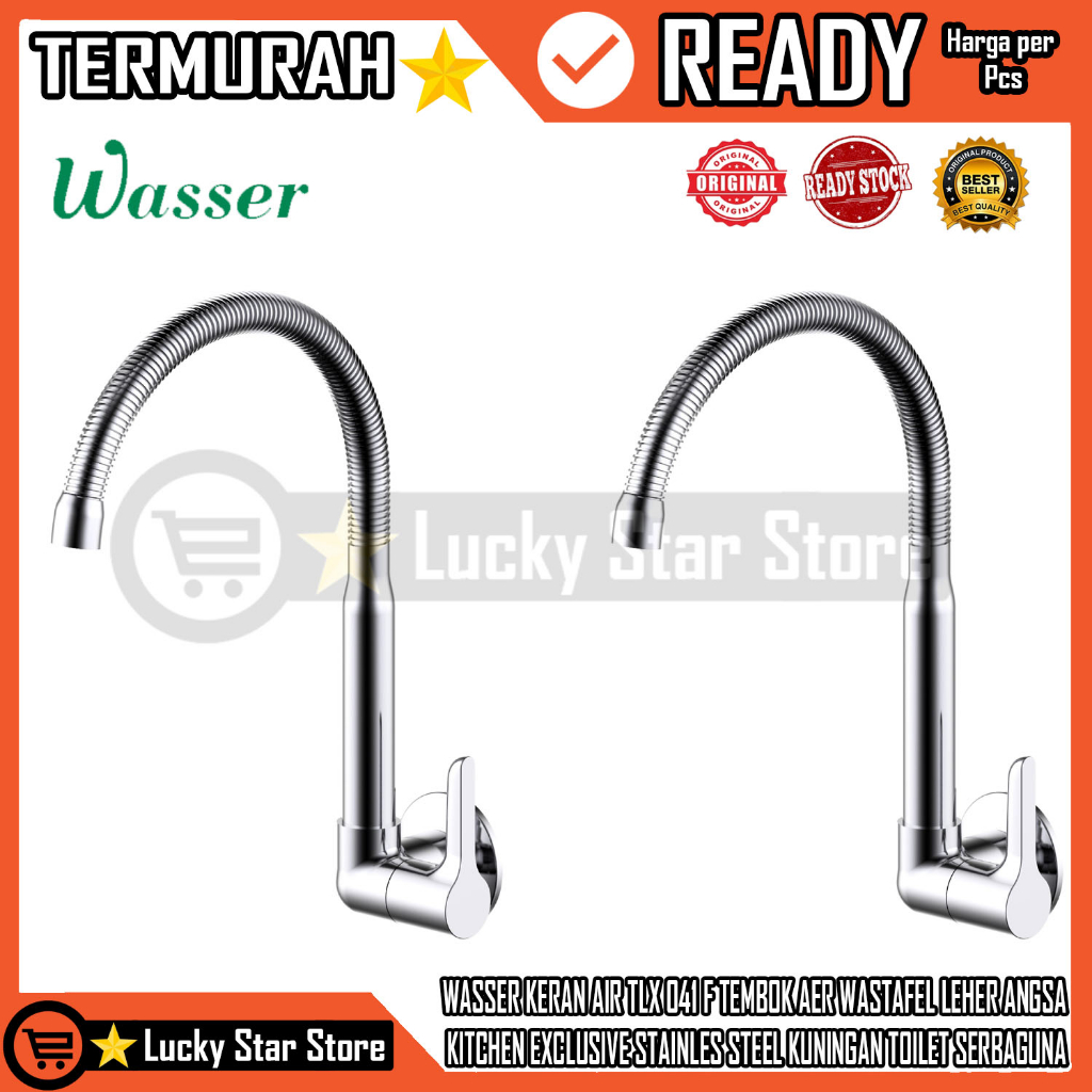 WASSER KRAN TLX 041 F PANCURAN WASTAFEL BATH UP BETAP CUCI PIRING MANCI STAINLESS KERAN DINDING AIR 