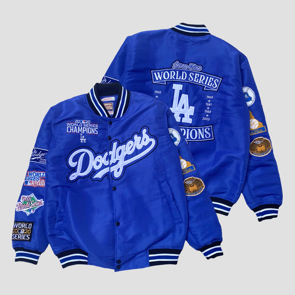 MENS VARSITY JACKET  LA DODGERS BLUE FULL EMBROIDERY