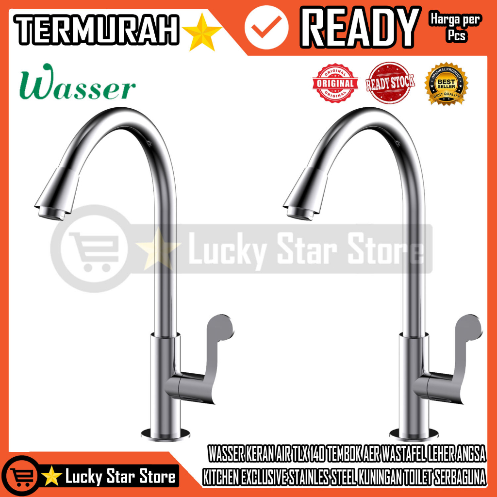 WASSER TLX 140 KERAN WASTAFEL LEHER ANGSA BATH UP BETAP CUCI PIRING MANCI STAINLESS KERAN DINDING AI