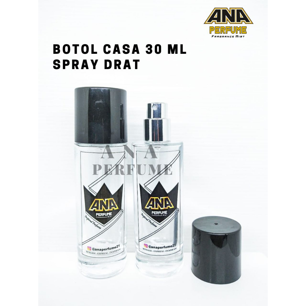 ANA PERFUME BOTOL PARFUM CASA 30ML DRAT HITAM - BOTOL PARFUM KOSONG CASA - BOTOL CASA DRAT 30ML PER 
