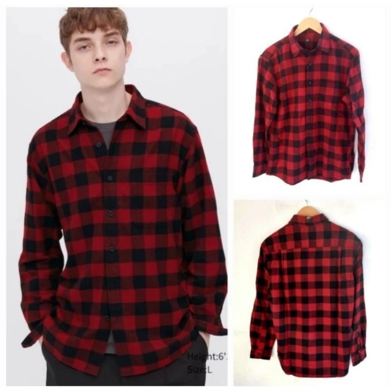 Kemeja Flannel UniqloRed Flannel Shirt