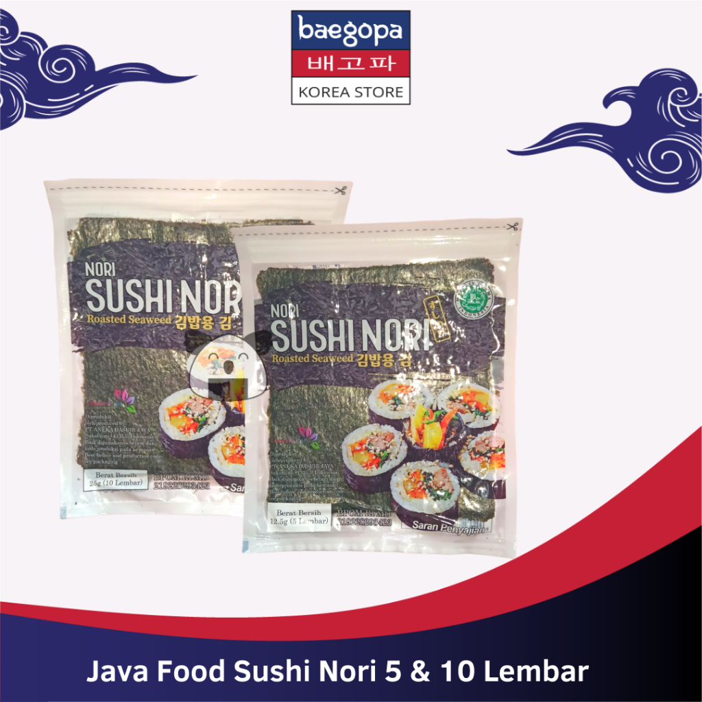

RB JAVA SUPER FOOD Nori Sushi Gold 5 dan 10 Lembar Halal / Seaweed Rumput Laut Sushi
