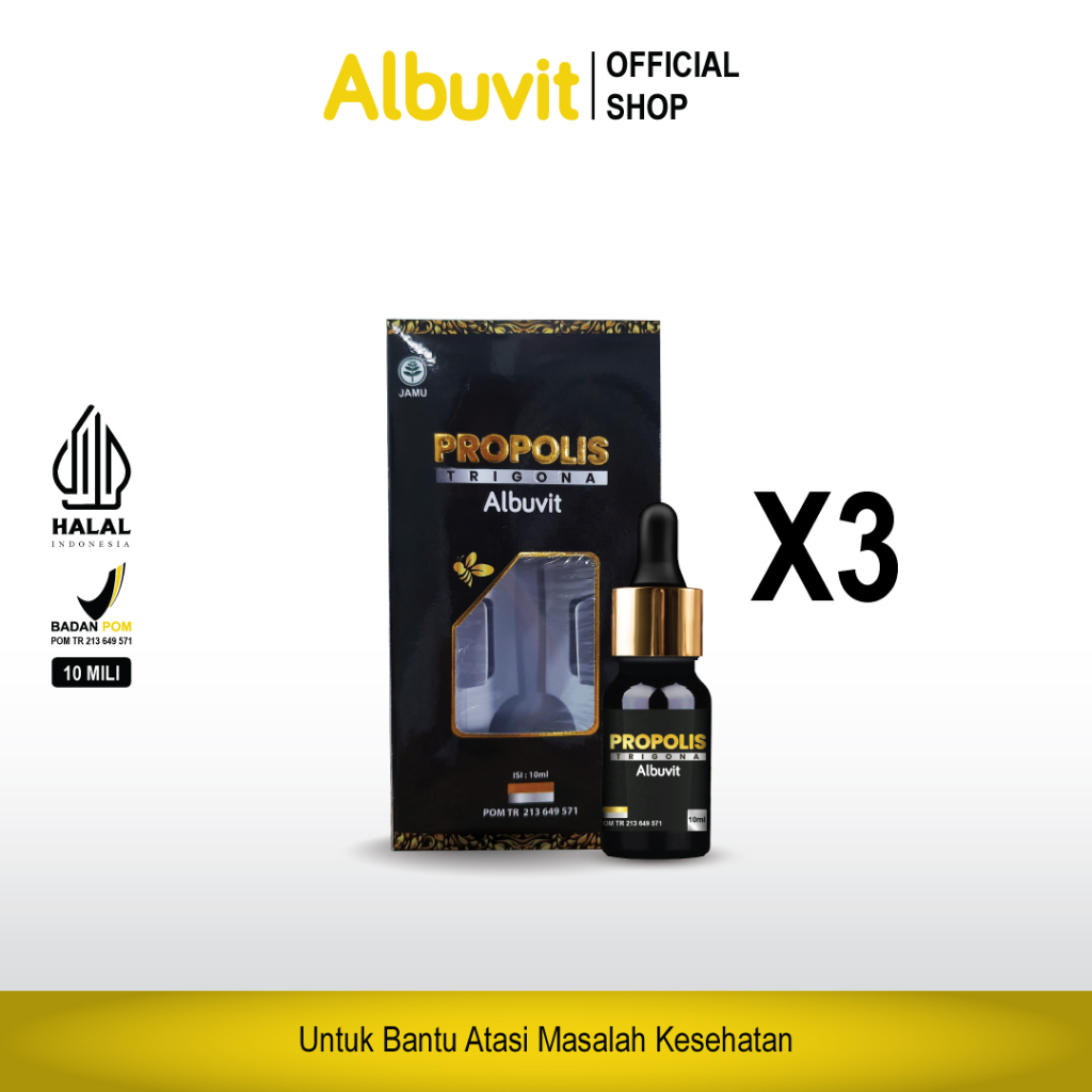[PAKET 3 BOTOL] Albuvit - Propolis Trigona Albuvit 10ml Stamina Imun Kuat Daya Tahan Tubuh