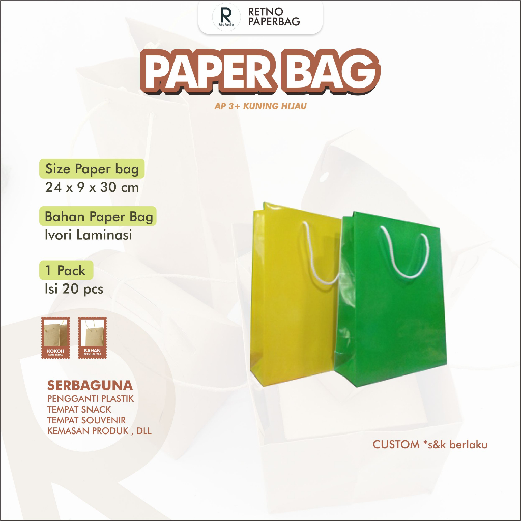 

Paper Bag Warna Serbaguna Tas Pesta AP3+WARNA-Retno Paperbag
