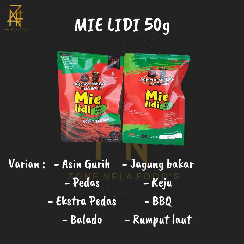 

MIE LIDI ZNF 50g Ter Enak,gurih dan murah meriah