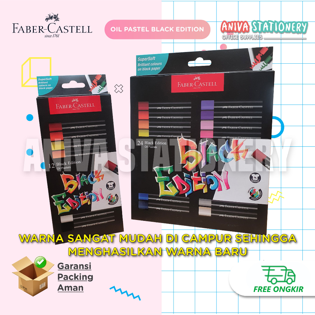 

FABER CASTELL CRAYON OIL PASTEL BLACK EDITION WARNA CERAH SUPER SOFT